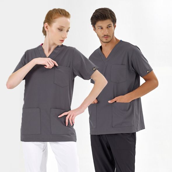 Füme Silva Lüks Likralı Tek Üst Scrubs