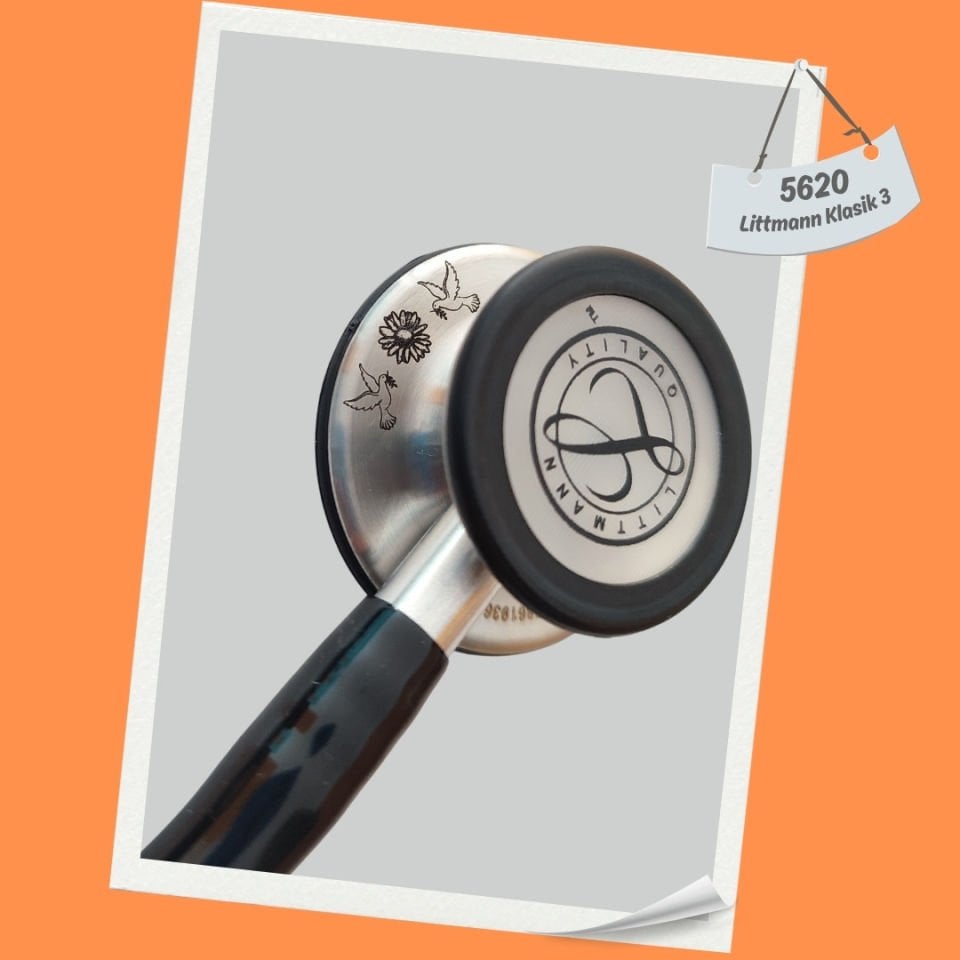 3M Littmann Klasik 3 Steteskop  5620 Siyah Hortum YAY KISMINA İSİM - Şekil istemiyorum