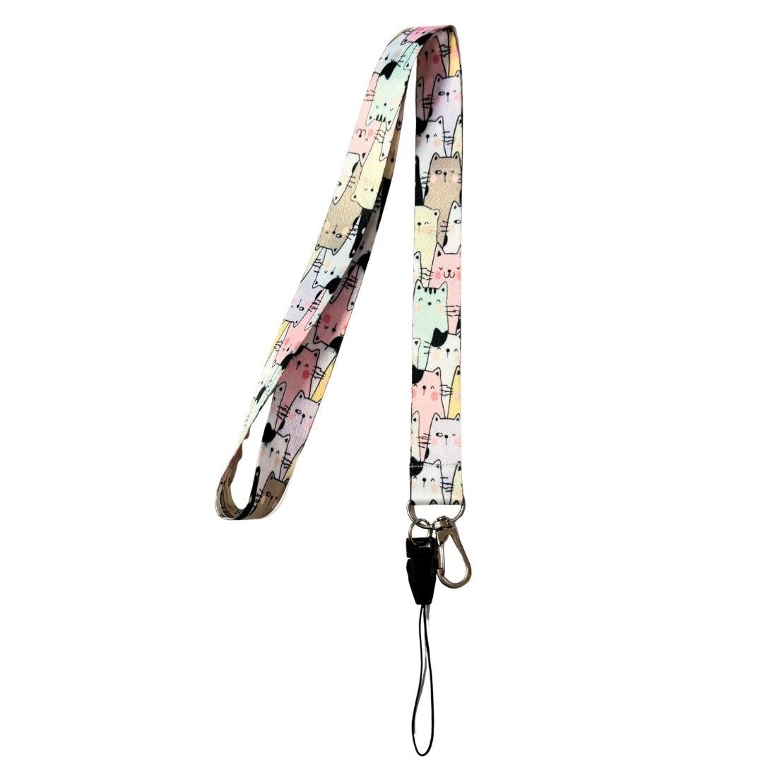 Sevimli Kedi Temalı Soft Renkli Boyun Askı İpi (b64)