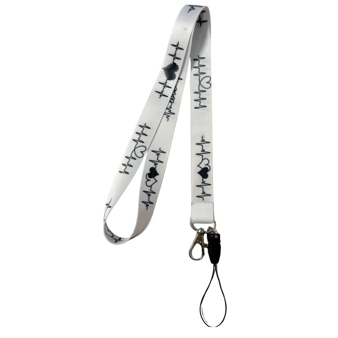 Ekg Temalı Beyaz Boyun Askı İpi (b65)