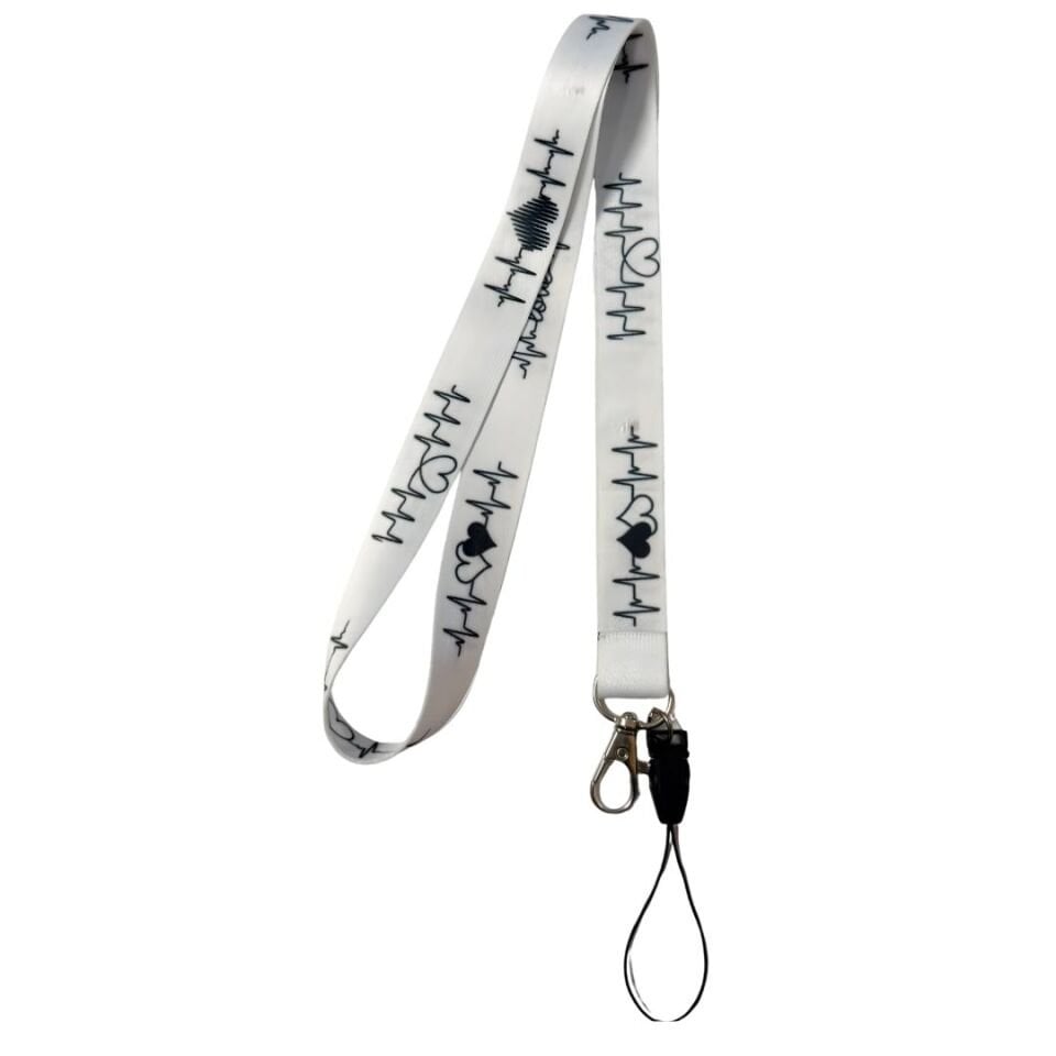 Ekg Temalı Beyaz Boyun Askı İpi (b65)