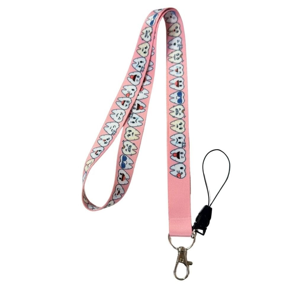 Eğlenceli Dişler Temalı Pembe Boyun Askı İpi (b68)