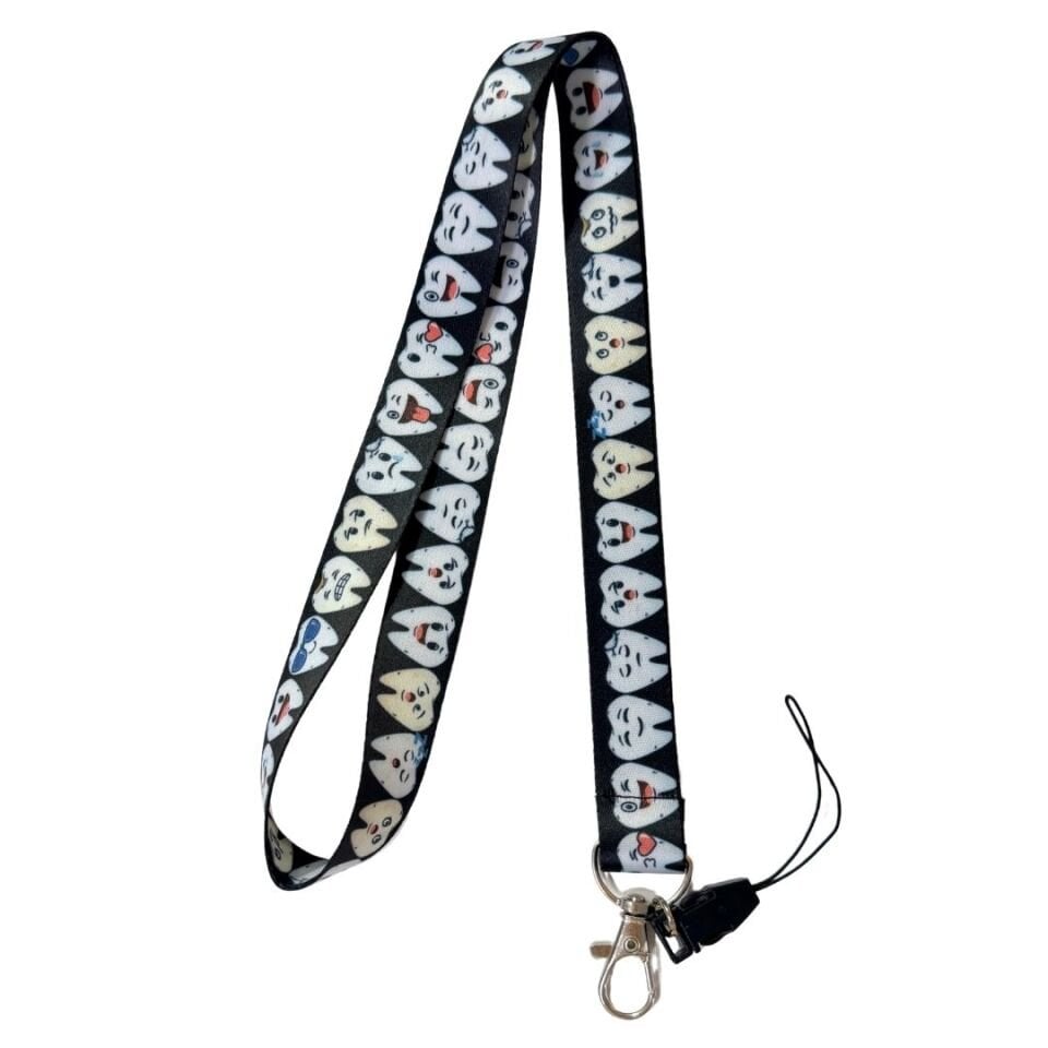 Eğlenceli Dişler Siyah Temalı Boyun Askı İpi (b102)