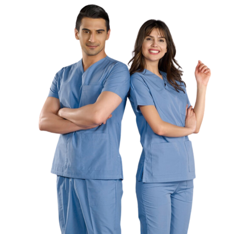 Parlement Mavi V Yaka Scrubs (Terikoton/İnce Kumaş) t200