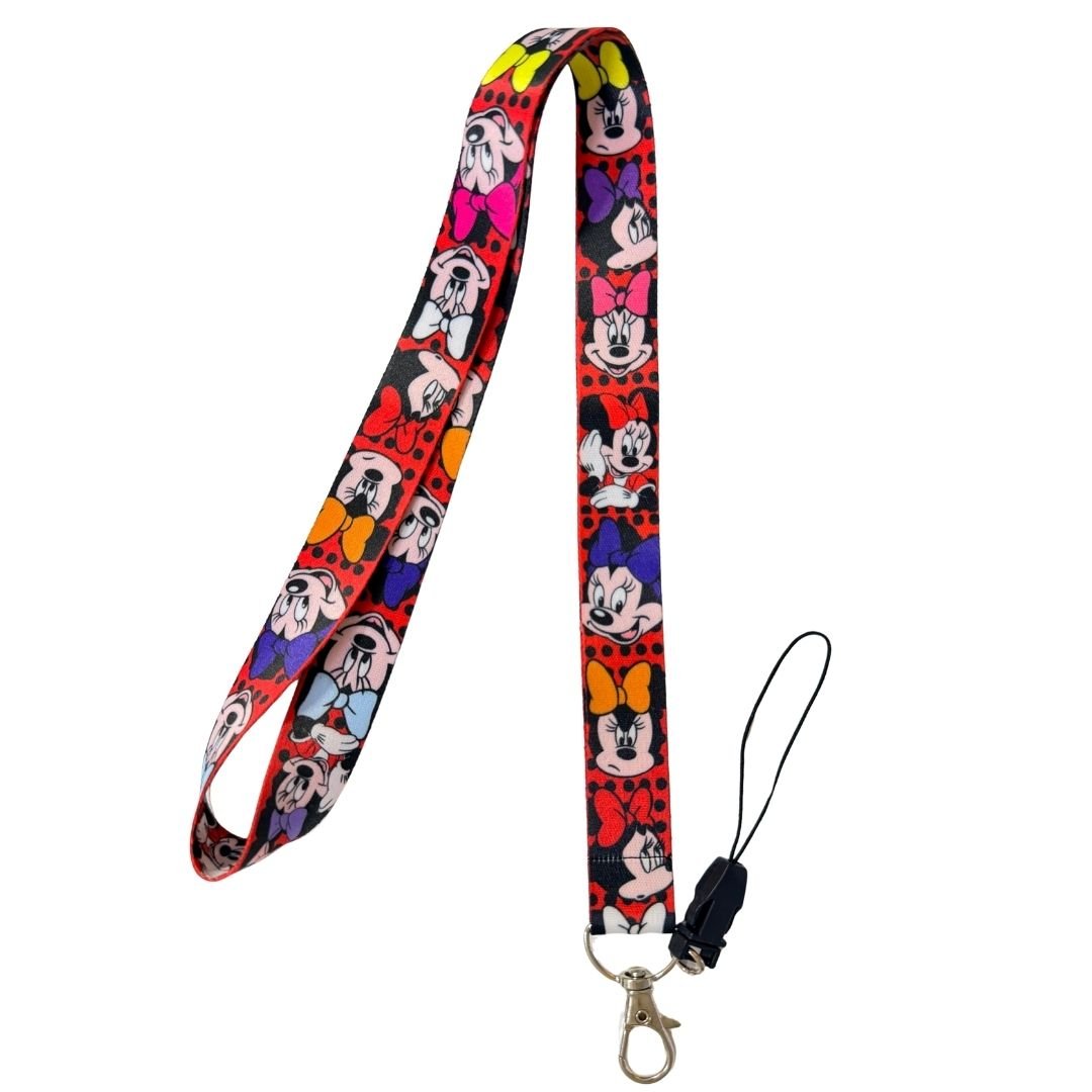Puantiyeli Minnie Temalı Kırmızı Boyun Askı İpi (b114)