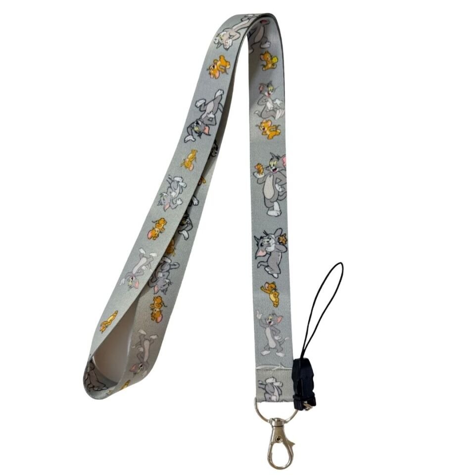 Tom Ve Jerry - 3 Temalı Gri Boyun Askı İpi (b120)