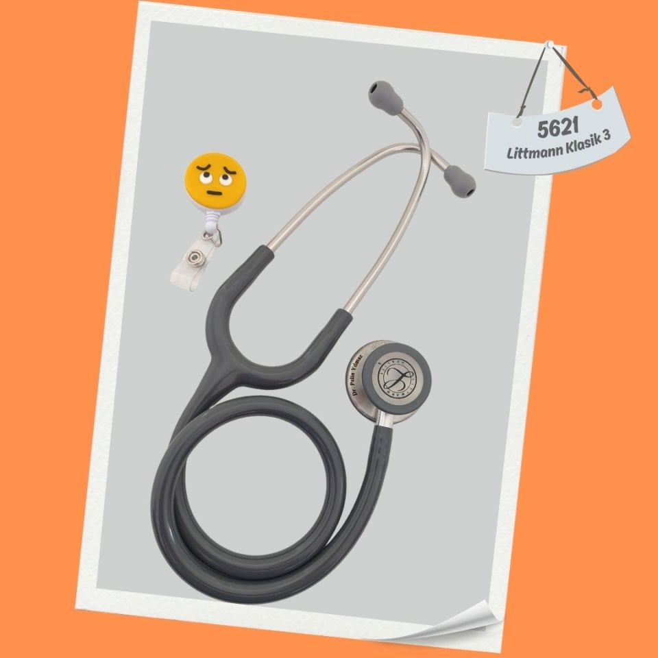 3M Littmann Klasik 3 Steteskop  5621 Gri Hortum İSİM İSTEMİYORUM - Yay kısmına