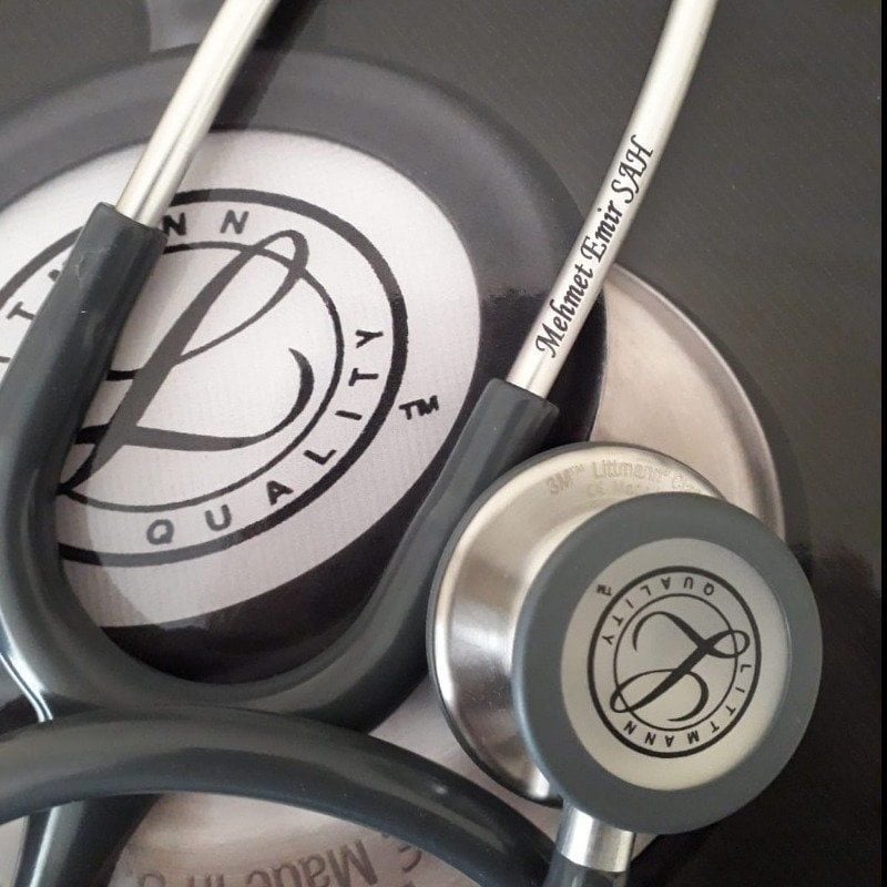 3M Littmann Klasik 3 Steteskop  5621 Gri Hortum YAY KISMINA İSİM - Yay kısmına