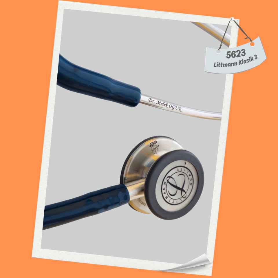 3M Littmann Klasik 3 Steteskop  5623 Karayip Mavisi Hortum YAY-ÇAN KISMINA İSİM - Şekil istemiyorum