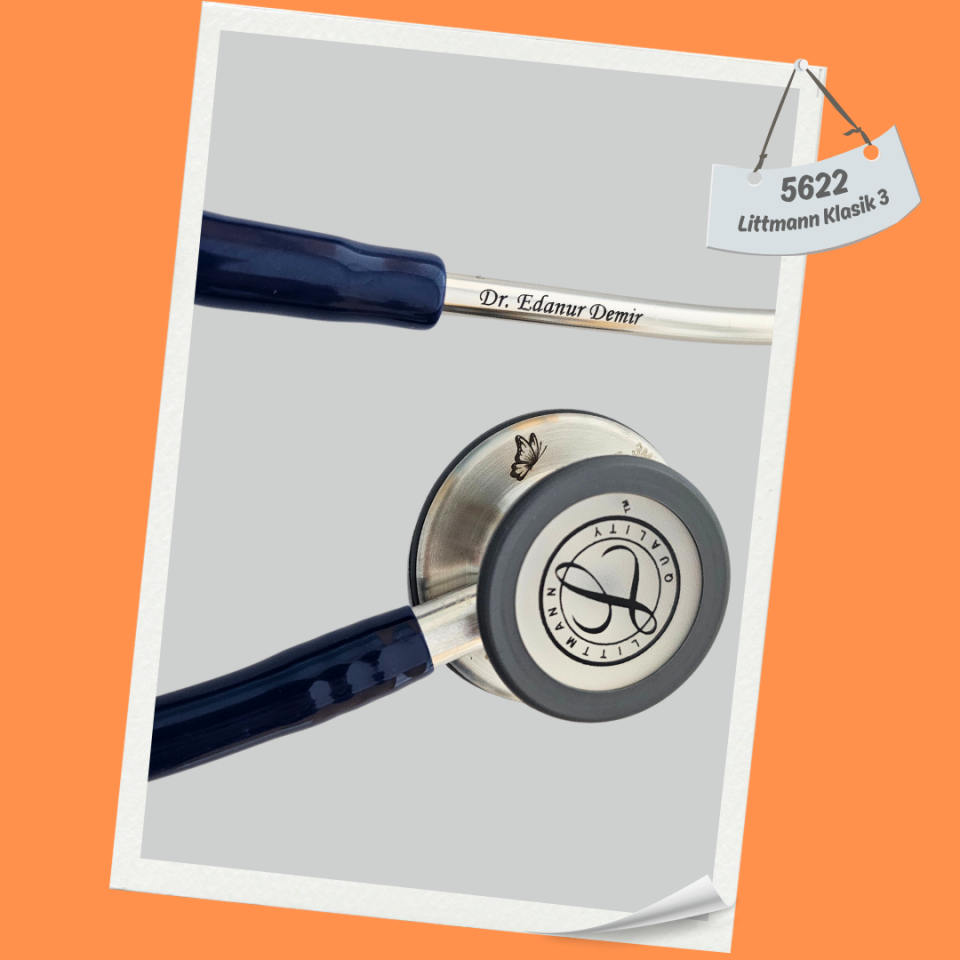 3M Littmann Klasik 3 Steteskop  5622 Lacivert Hortum İSİM İSTEMİYORUM - Çan Kısmına