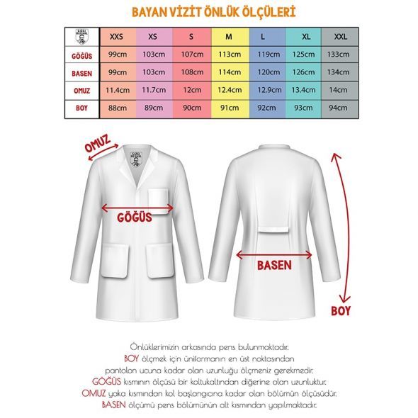 Bayan Klasik Yaka Vizit Önlüğü (Alpaka Kumaş)