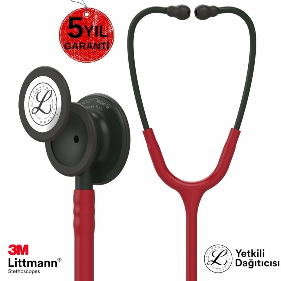 3M Littmann Klasik 3 Steteskop 5868 Bordo Hortum Siyah Çan