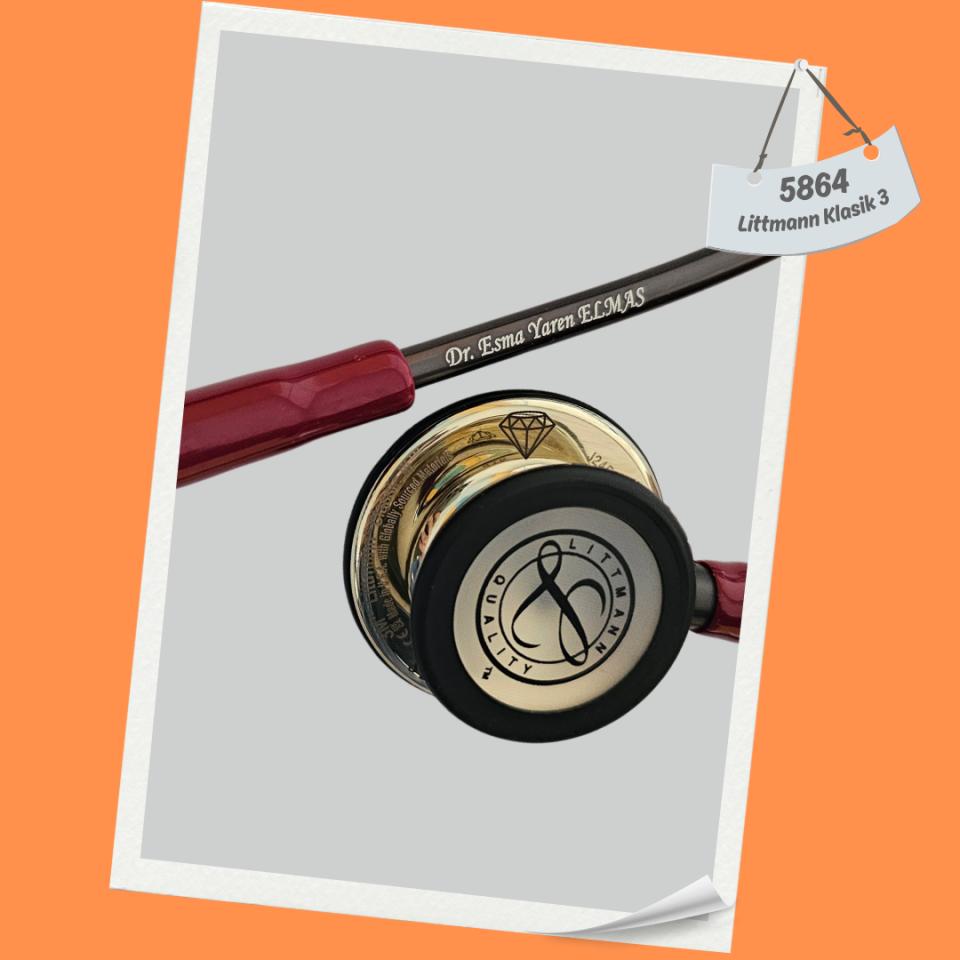 3M Littmann Klasik 3 Steteskop 5864 Bordo Hortum Şampanya Aynalı Çan İSİM İSTEMİYORUM - Çan Kısmına