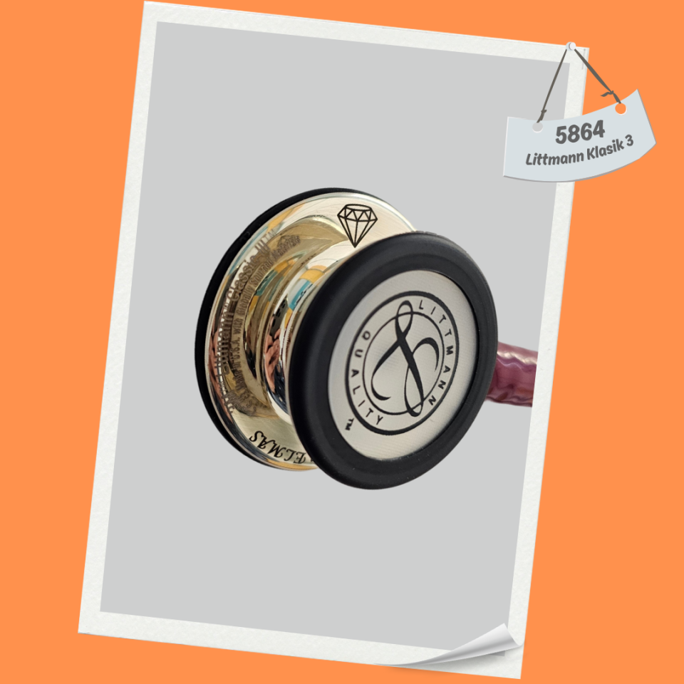 3M Littmann Klasik 3 Steteskop 5864 Bordo Hortum Şampanya Aynalı Çan İSİM İSTEMİYORUM - Çan Kısmına