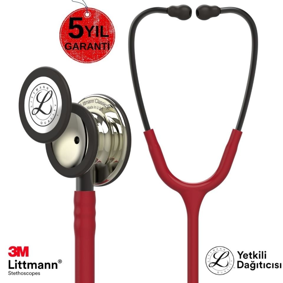3M Littmann Klasik 3 Steteskop 5864 Bordo Hortum Şampanya Aynalı Çan