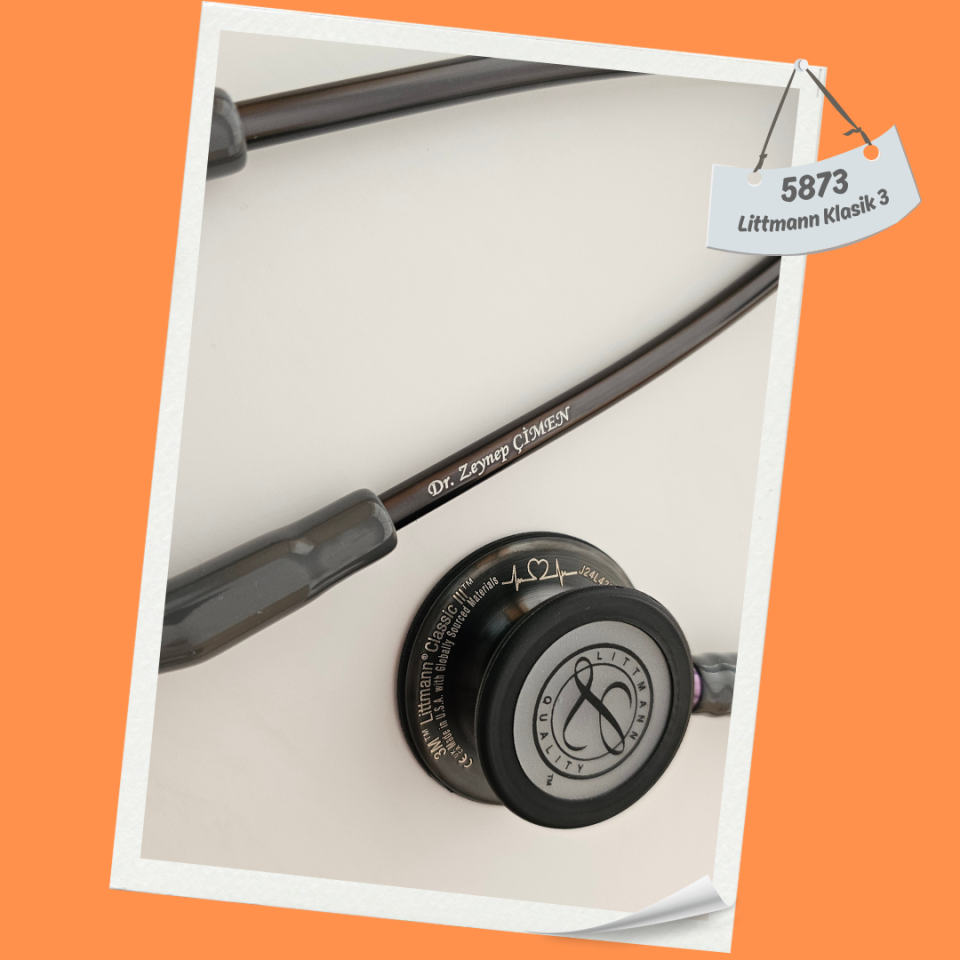 3M Littmann Klasik 3 Steteskop 5873 Gri Hortum Smoke Çan İSİM İSTEMİYORUM - Yay kısmına