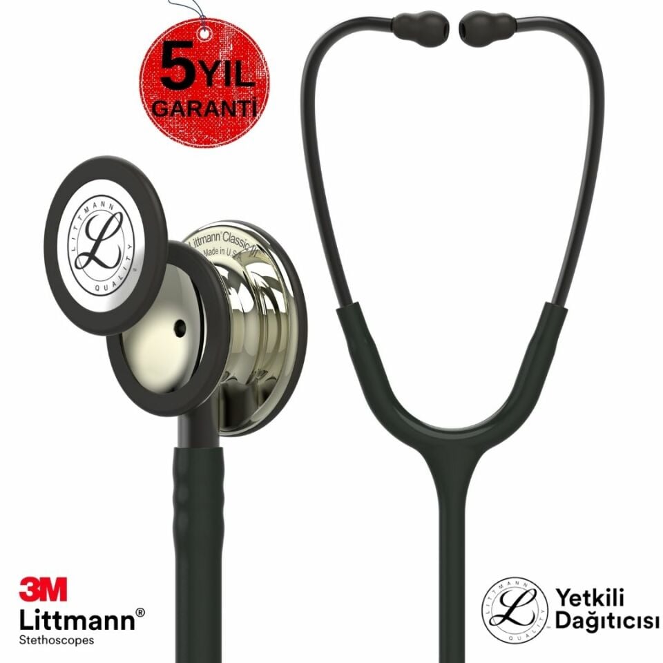 3M Littmann Klasik 3 Steteskop 5861 Siyah Hortum Şampanya Aynalı Çan