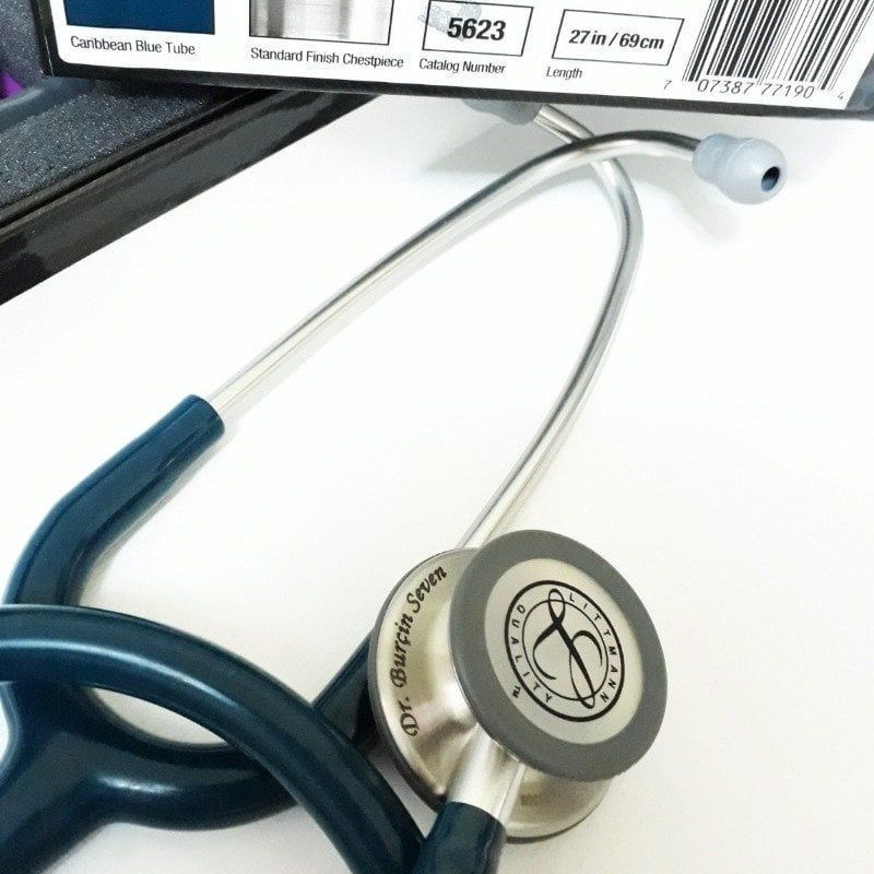3M Littmann Klasik 3 Steteskop  5623 Karayip Mavisi Hortum YAY-ÇAN KISMINA İSİM - Hem Yay Hem Çan