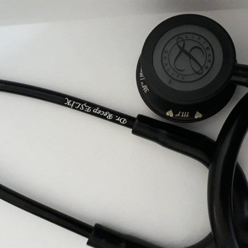 3M Littmann Klasik 3 Steteskop 5803 Simsiyah YAY-ÇAN KISMINA İSİM - Hem Yay Hem Çan