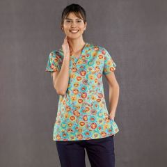 Sevimli Dostlar Scrubs Üst Likralı Desenli Greys Keten l