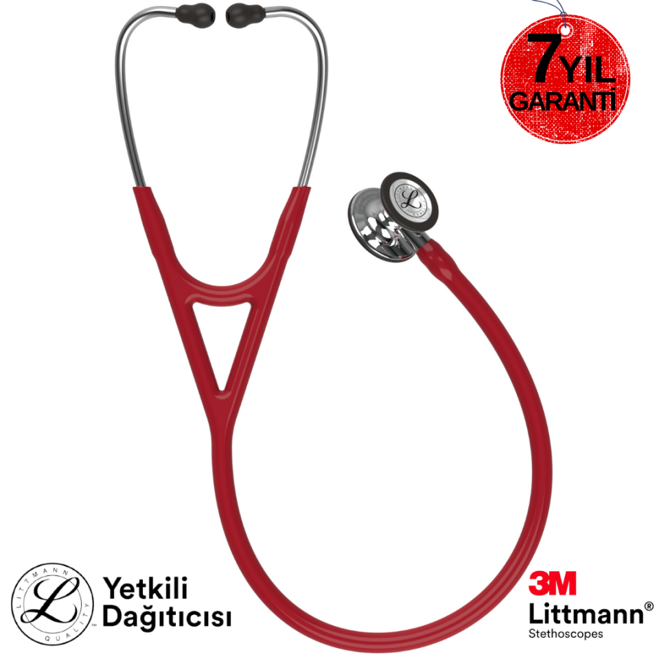 3M Littmann Steteskop Kardiyoloji 4 6170 Bordo Hortum 7 Yıl Garanti