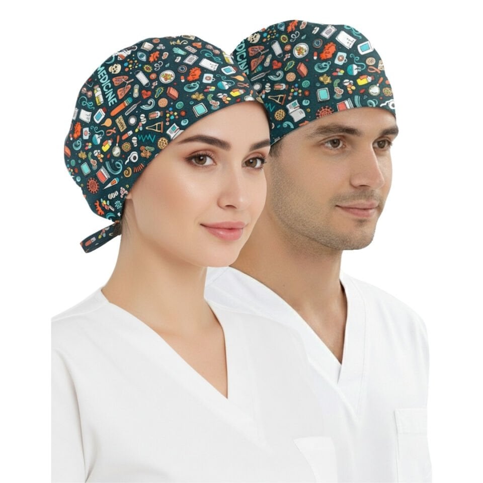 Tıp Dünyası Desenli Likralı Bone