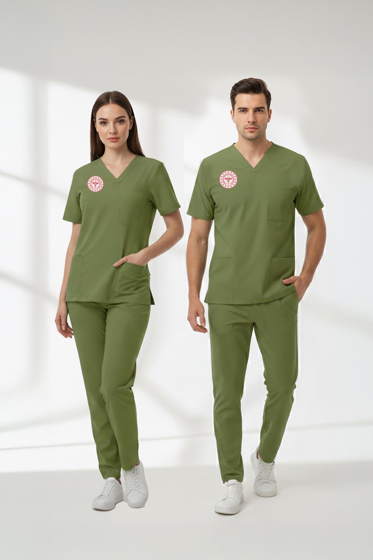 Eczacı Forması Scrubs Likralı Takım Sağlık Bakanlığı Uyumlu-Grasshopper