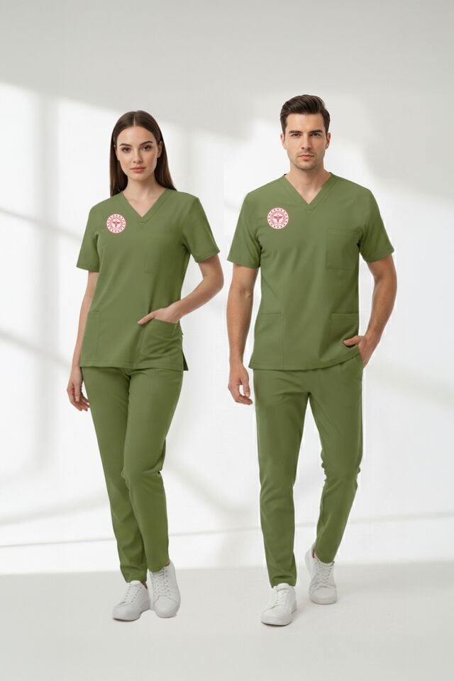 Eczacı Forması Scrubs Likralı Takım Sağlık Bakanlığı Uyumlu-Grasshopper
