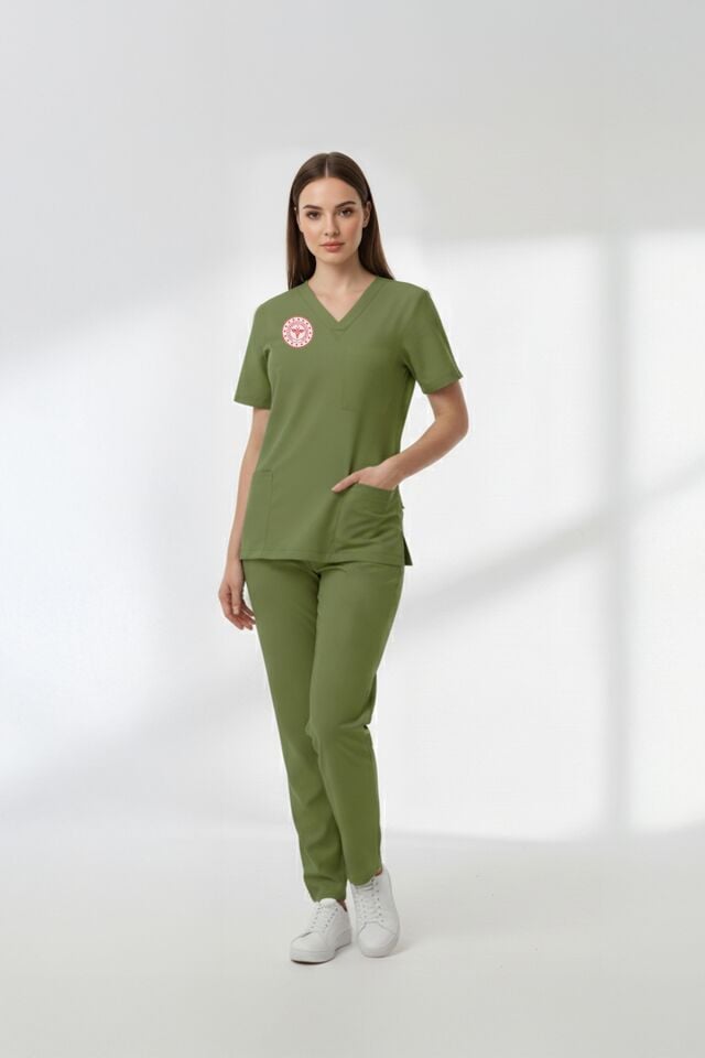 Eczacı Forması Scrubs Likralı Takım Sağlık Bakanlığı Uyumlu-Grasshopper