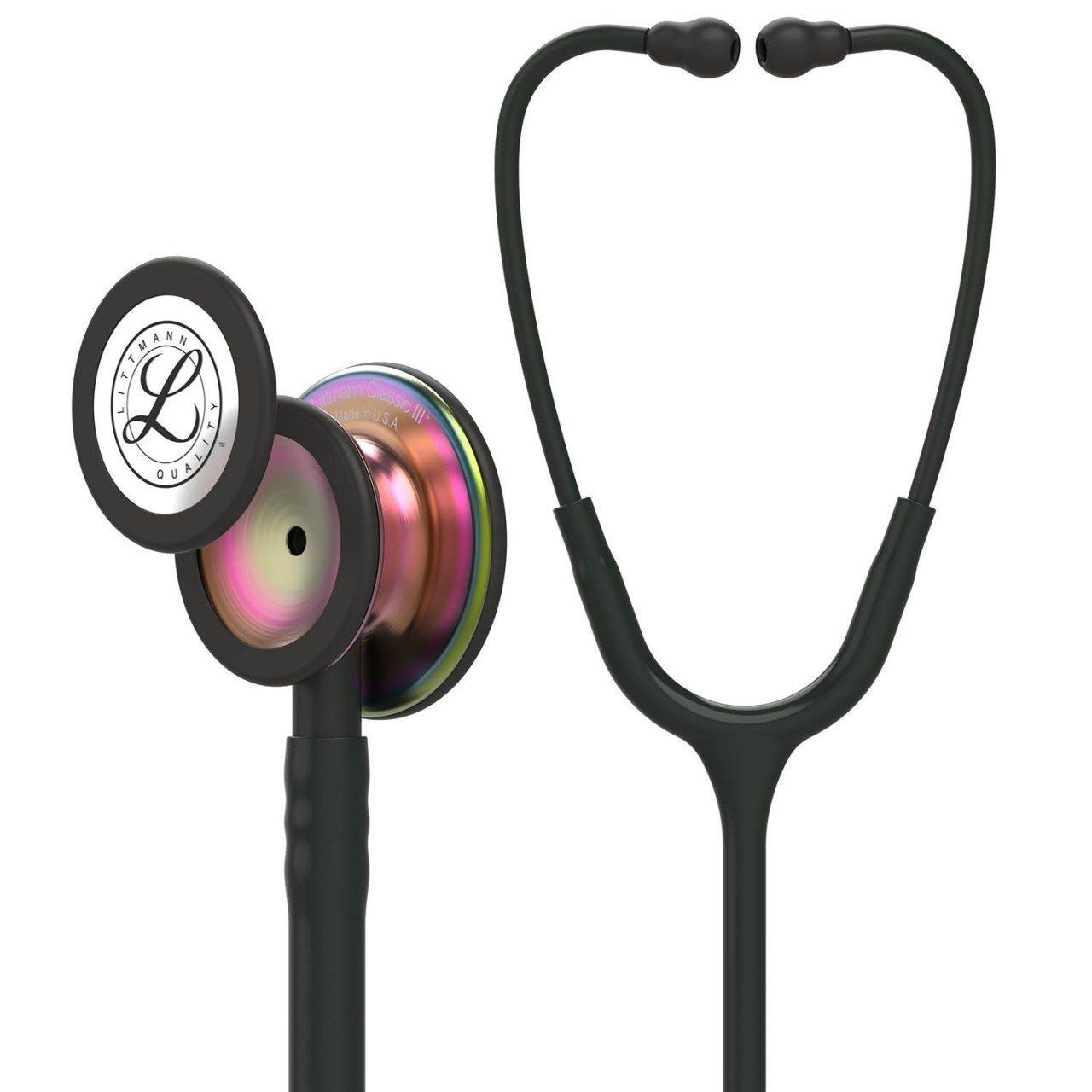 3M Littmann Klasik 3 Steteskop 5870 Siyah Hortum Gökkuşağı Çan ÇAN KISMINA İSİM - Çan Kısmına
