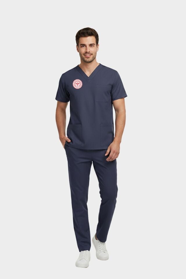Hemşire Forması Scrubs Likralı Takım Sağlık Bakanlığı Uyumlu-Patriot Blue