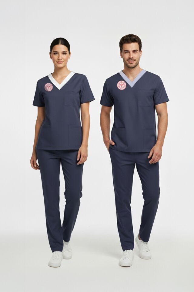 Sorumlu Hemşire Forması Scrubs Likralı Takım Sağlık Bakanlığı Uyumlu-Patriot Blue