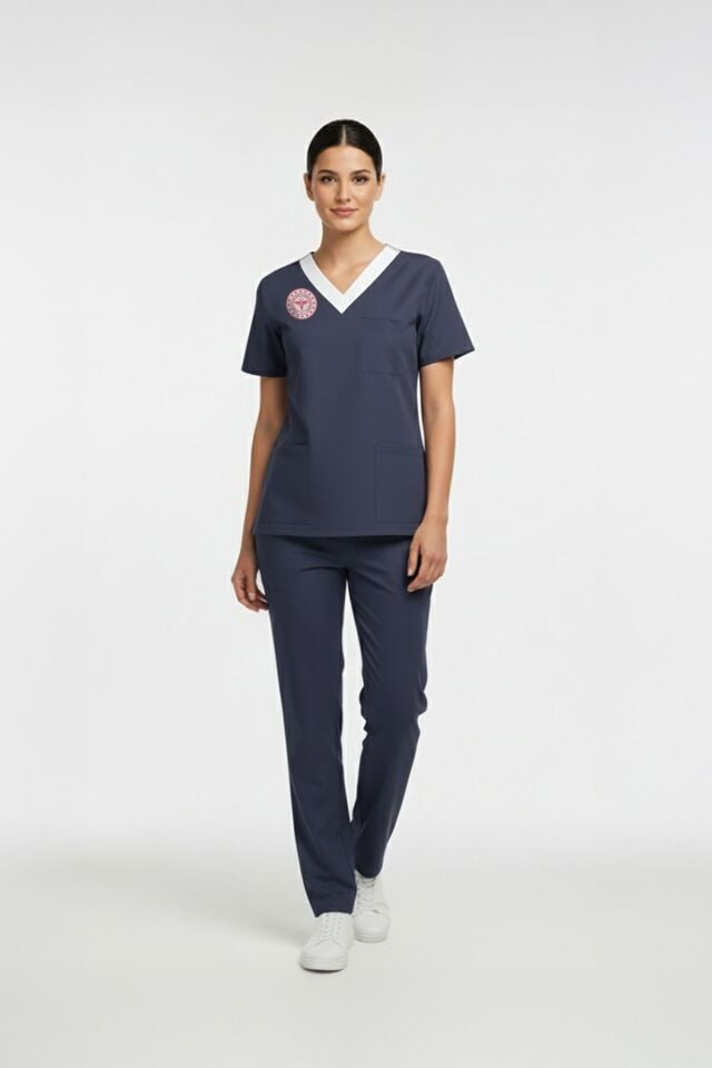 Sorumlu Hemşire Forması Scrubs Likralı Takım Sağlık Bakanlığı Uyumlu-Patriot Blue