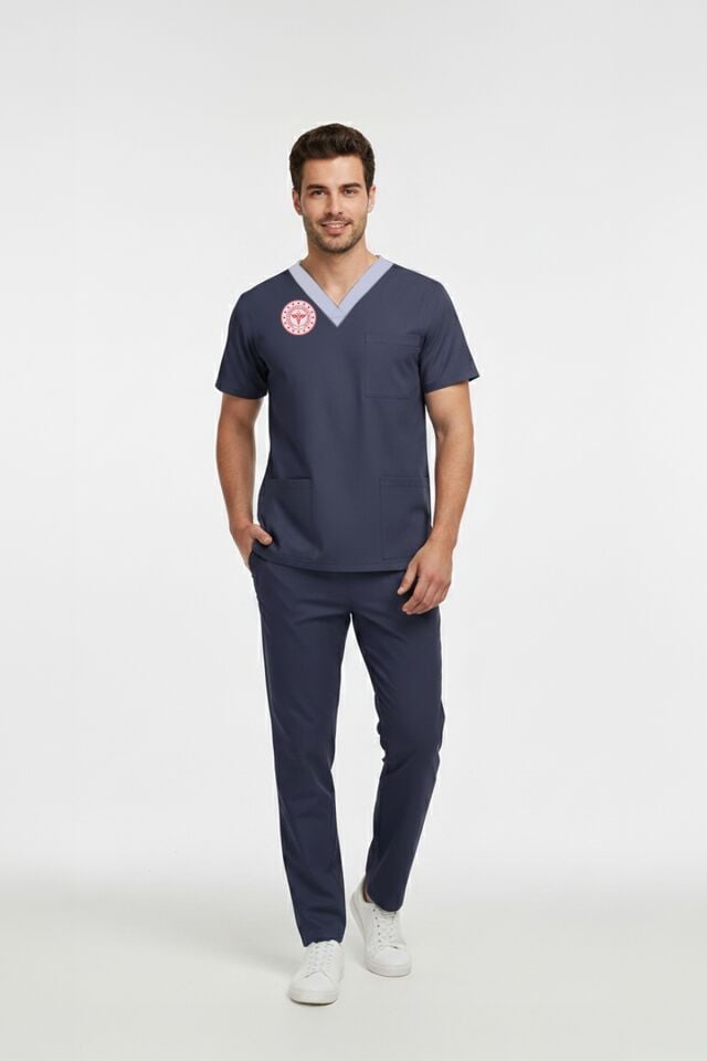 Sorumlu Hemşire Forması Scrubs Likralı Takım Sağlık Bakanlığı Uyumlu-Patriot Blue