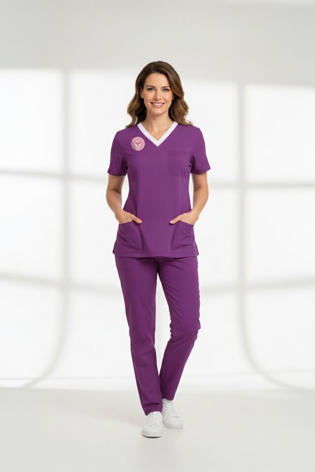 Sorumlu Ebe Forması Scrubs Likralı Takım Sağlık Bakanlığı Uyumlu-Byzantium