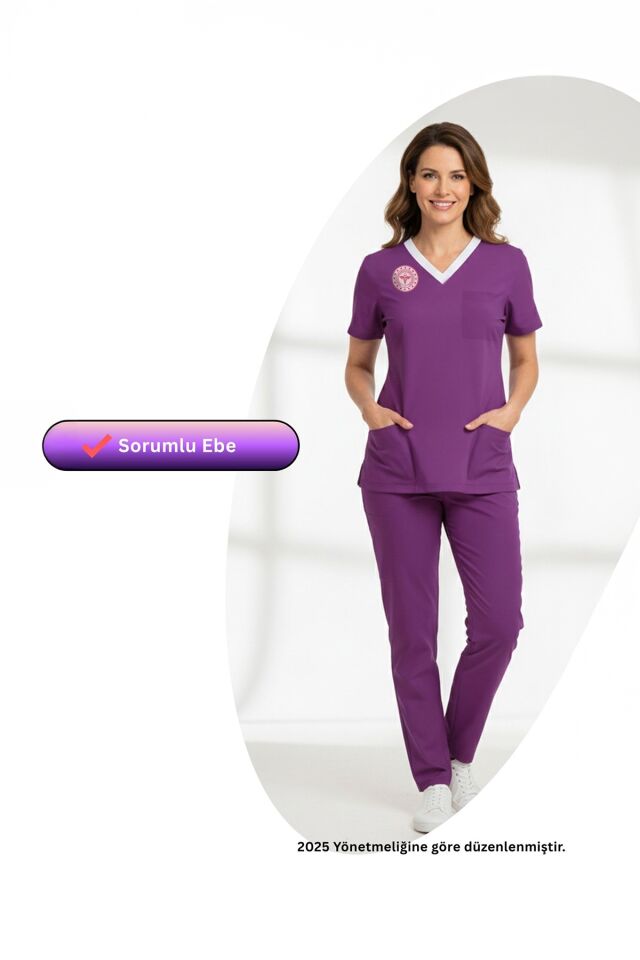 Sorumlu Ebe Forması Scrubs Likralı Takım Sağlık Bakanlığı Uyumlu-Byzantium