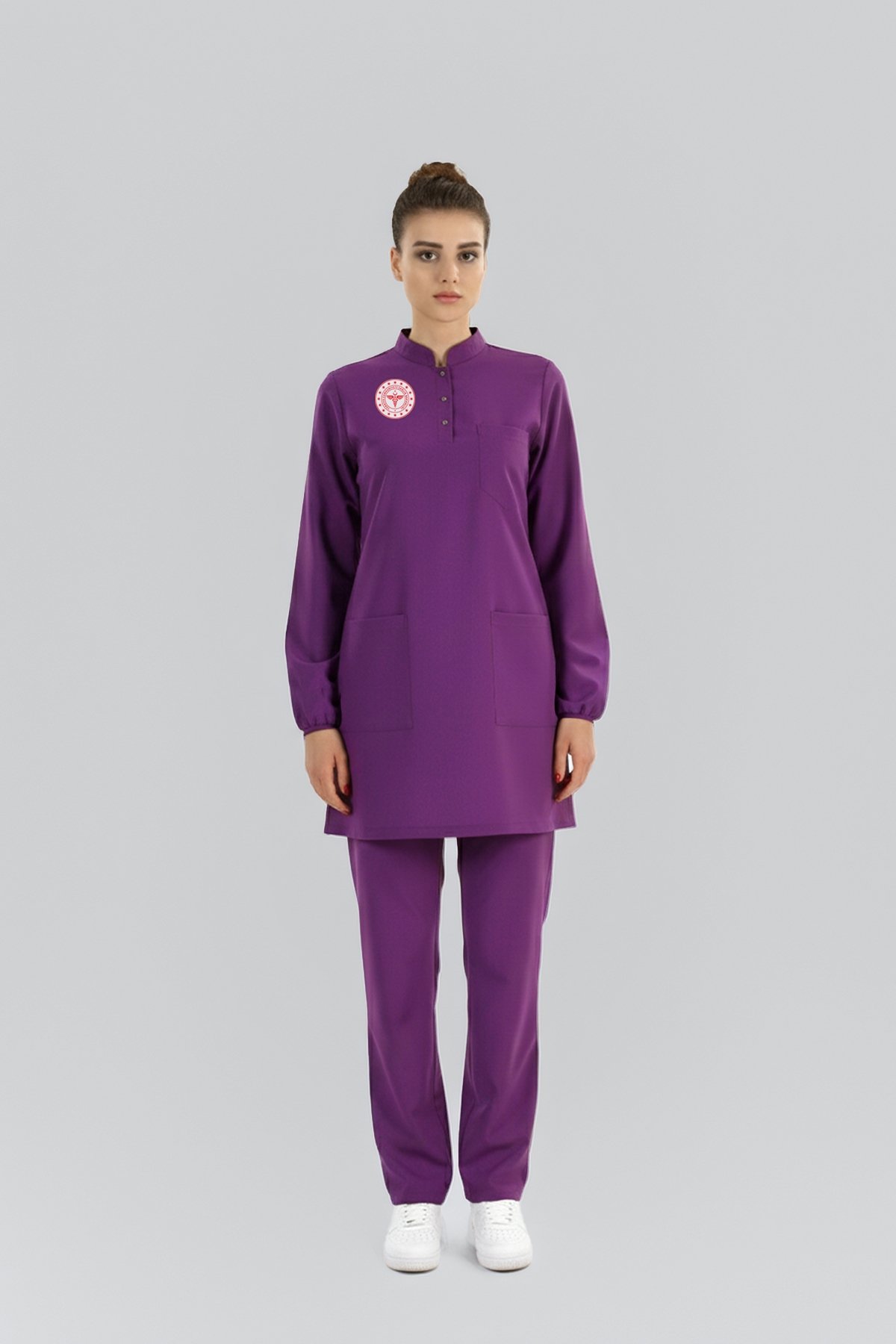 Tesettür Ebe Forması Scrubs Likralı Takım Sağlık Bakanlığı Logolu-Byzantium