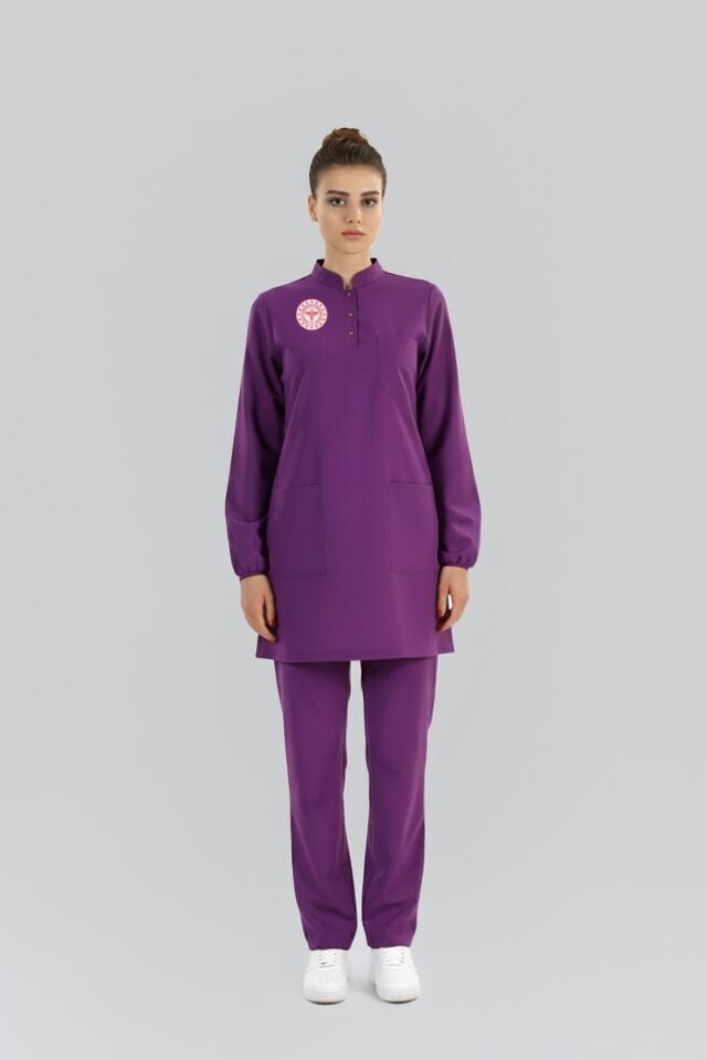 Tesettür Ebe Forması Scrubs Likralı Takım Sağlık Bakanlığı Logolu-Byzantium