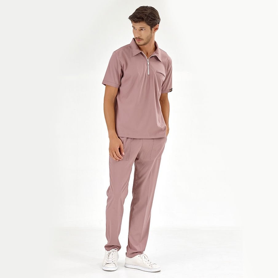 Gül Kurusu Polo Lüks Likra Scrubs Takım