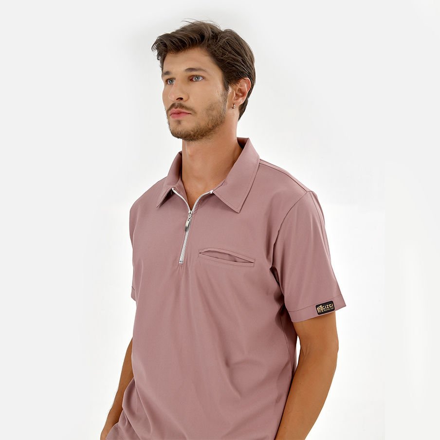 Gül Kurusu Polo Lüks Likra Scrubs Takım