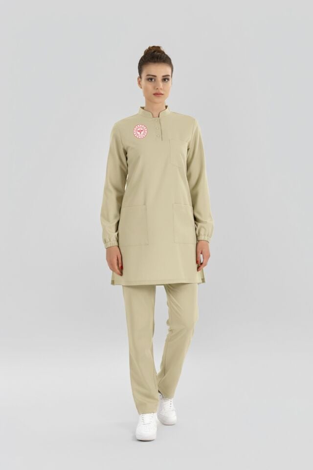 Tesettür Teknisyen-Tekniker -Tıbbi Sekreter Forması Scrubs Likralı Takım Sağlık Bakanlığı Logolu-Moth