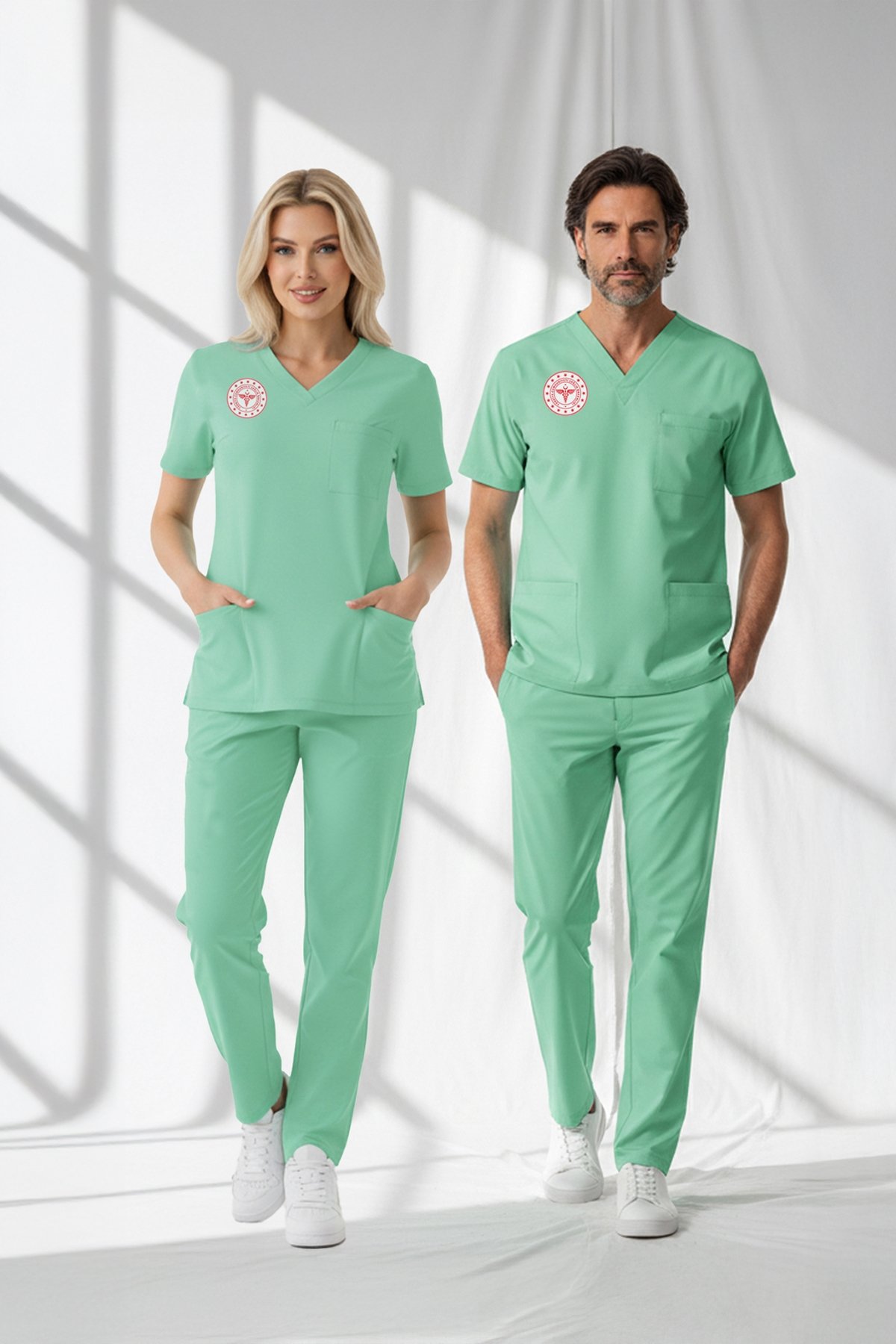 Aile Sağlığı Forması Scrubs Likralı Takım Sağlık Bakanlığı Uyumlu-Bermuda