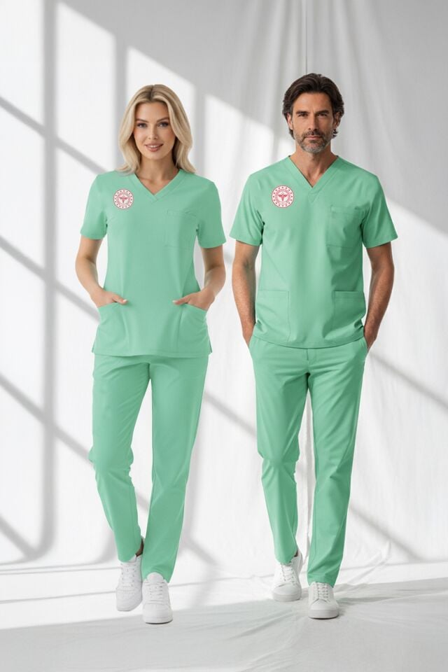 Aile Sağlığı Forması Scrubs Likralı Takım Sağlık Bakanlığı Uyumlu-Bermuda