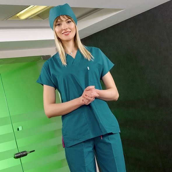 Açık Petrol Yeşili Dr Greys Scrubs (Terikoton/İnce Kumaş)  t100