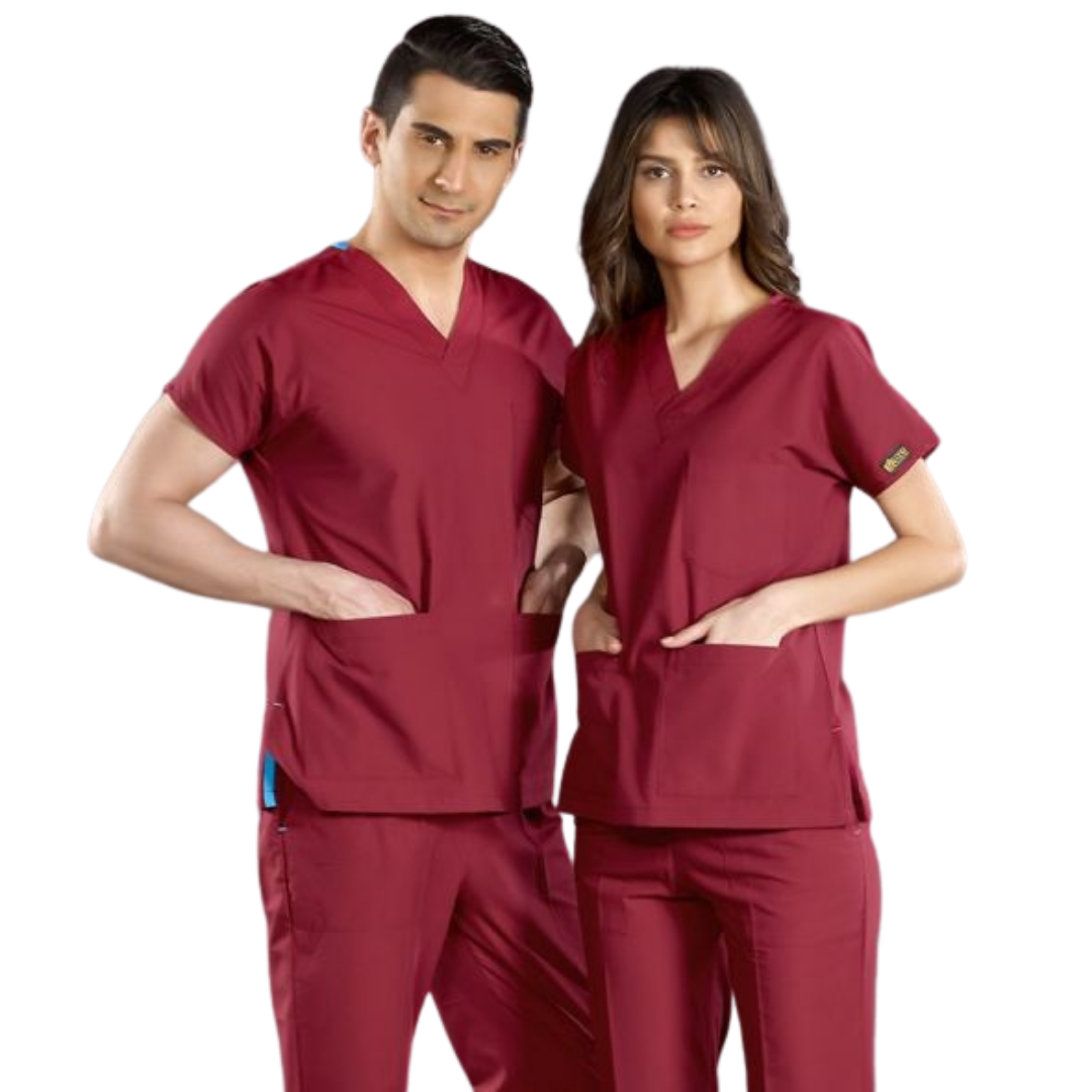 Bordo Dr Greys Scrubs (Terikoton/İnce Kumaş)  t100