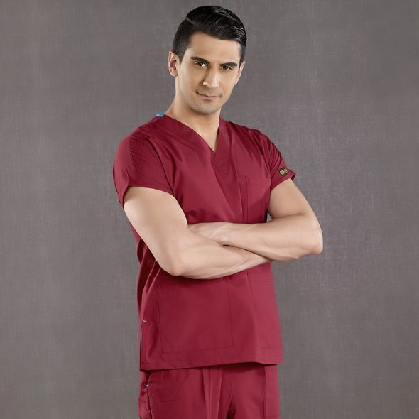 Bordo Dr Greys Scrubs (Terikoton/İnce Kumaş)  t100