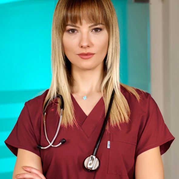 Bordo Dr Greys Scrubs (Terikoton/İnce Kumaş)  t100