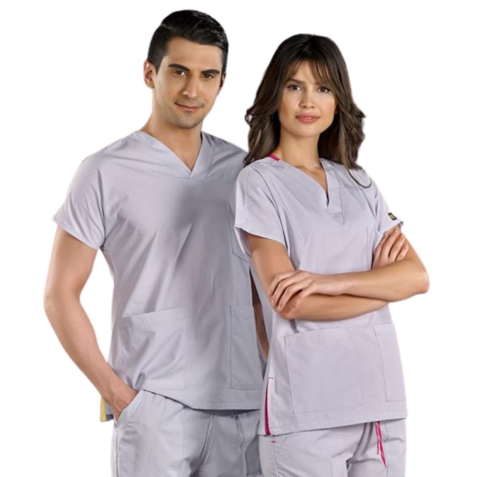 Gri  Dr Greys Scrubs (Terikoton/İnce Kumaş)  t100