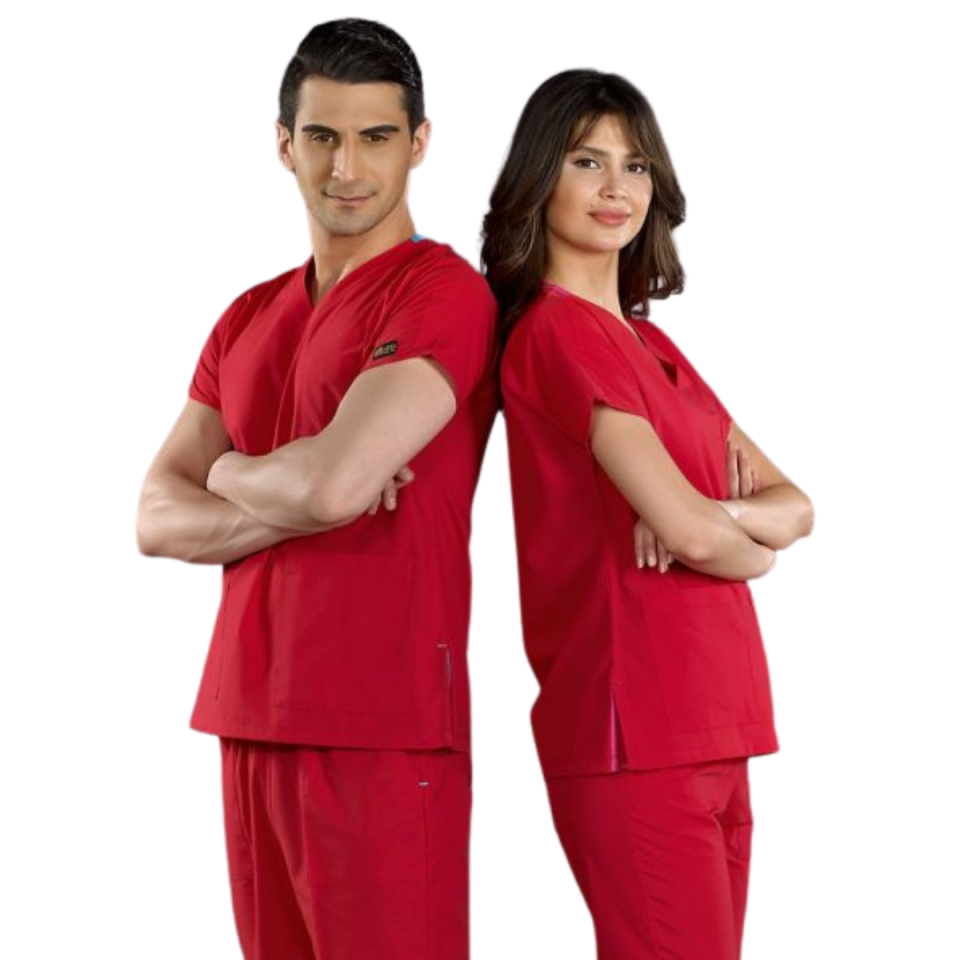Kırmızı Dr Greys Scrubs (Terikoton/İnce Kumaş)  t100