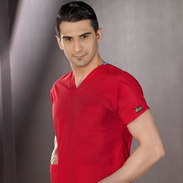 Kırmızı Dr Greys Scrubs (Terikoton/İnce Kumaş)  t100